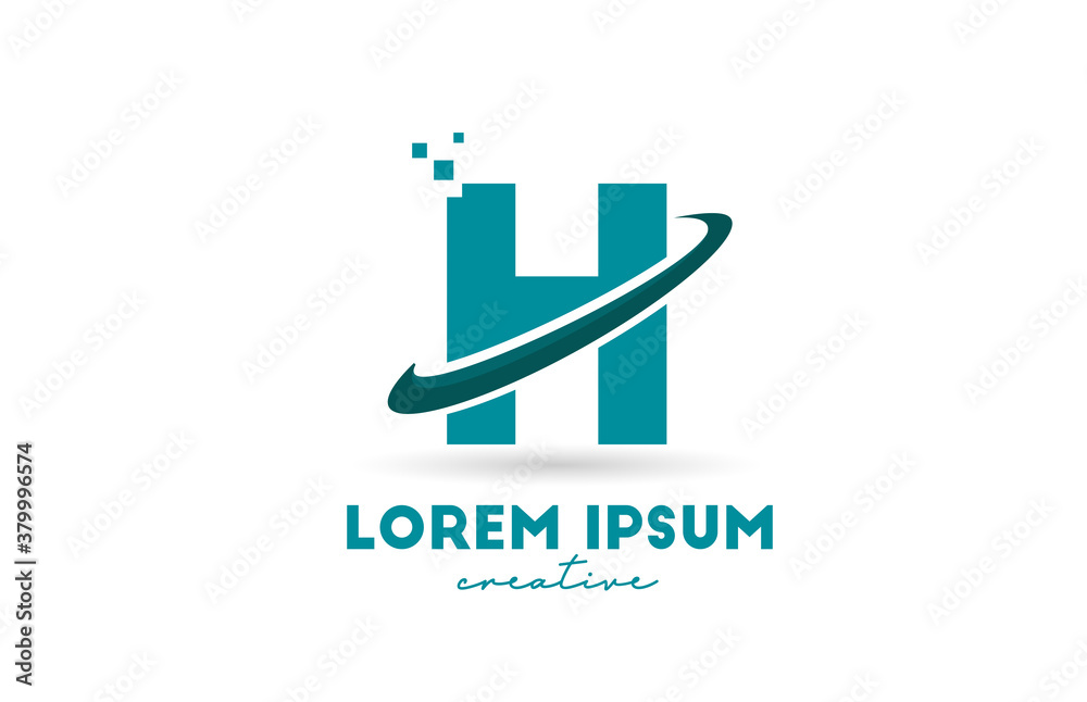 H alphabet letter logo icon in green color. Creative design with swoosh for business and company H alphabet letter logo icon in green color. Creative design with swoosh for business and company