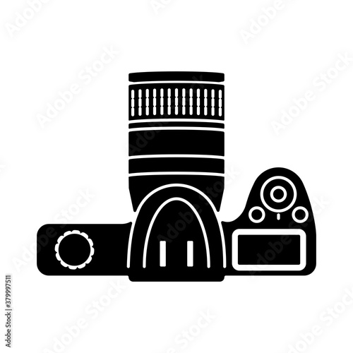 DSLR professional digital camera with lens vector