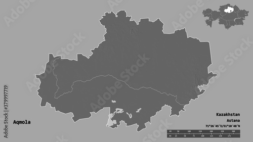 Aqmola  region of Kazakhstan  zoomed. Bilevel