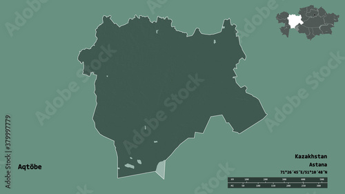 Aqtobe  region of Kazakhstan  zoomed. Administrative