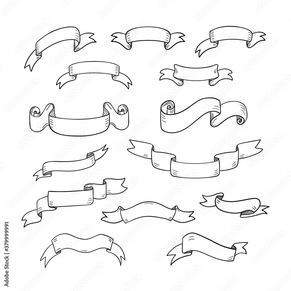 vector set of sketch ribbons