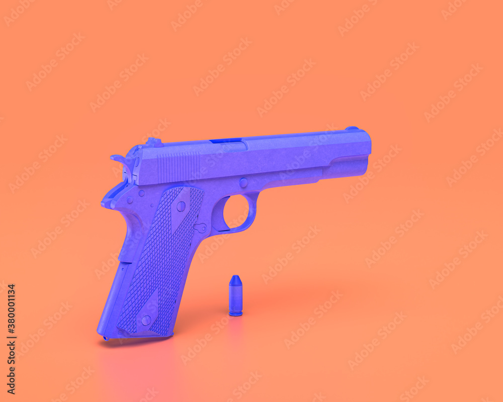 A single Handgun, Indigo blue hand cannon in pinkish background, 3d rendering, war, battle and self protection, first person shooter game item A single Handgun, Indigo blue hand cannon in pinkish background, 3d rendering, war, battle and self protection, first person shooter game item