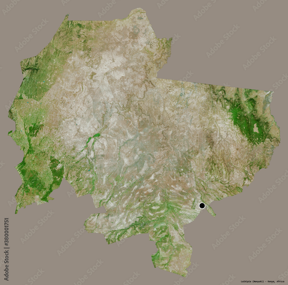Laikipia, county of Kenya, on solid. Satellite