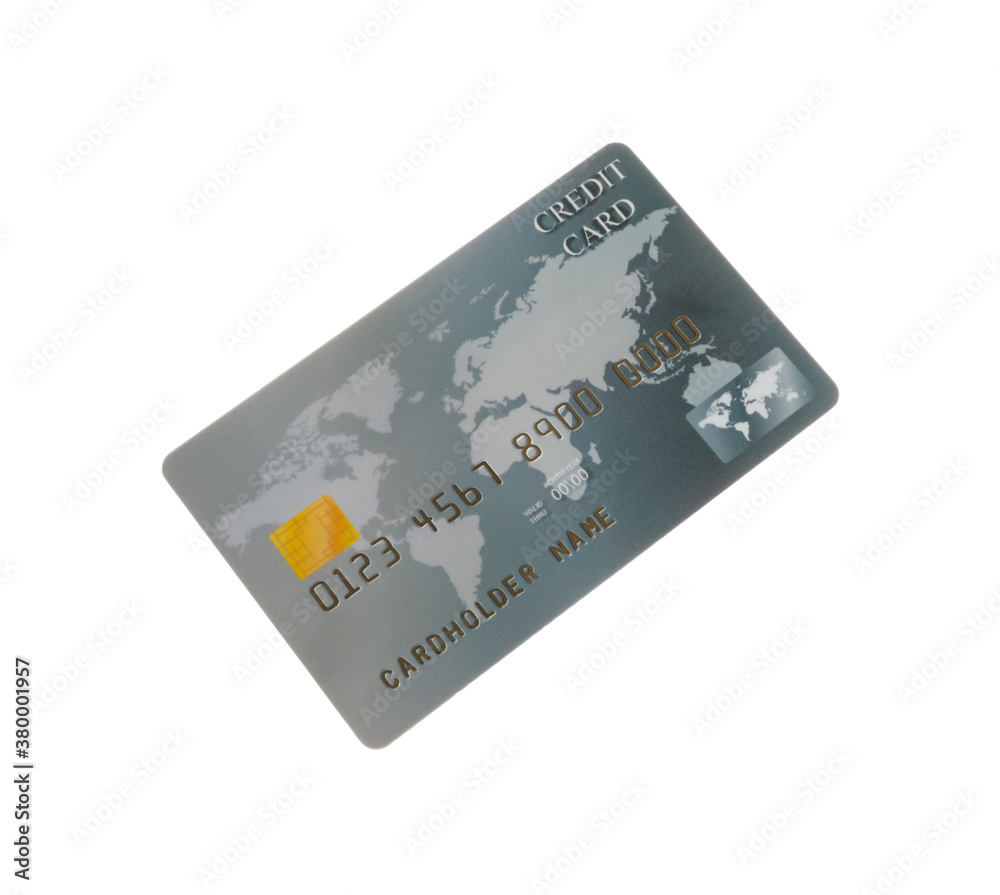 Grey plastic credit card isolated on white Grey plastic credit card isolated on white