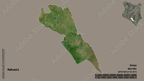 Makueni, county of Kenya, zoomed. Satellite