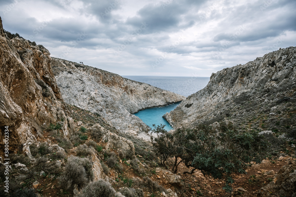 beautiful lagoon of seitan limania on a cloudy day, greece, cret beautiful lagoon of seitan limania on a cloudy day, greece, cret