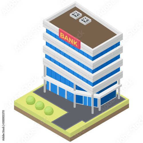 
Bank building vector in isometric design 
