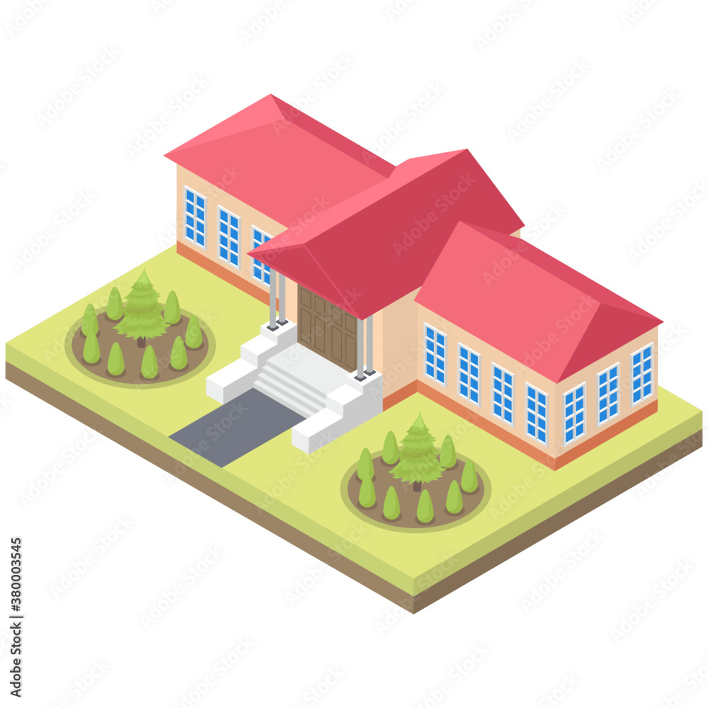 
Isometric library building vector design 
