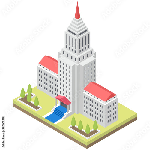  City hall architecture in isometric design  