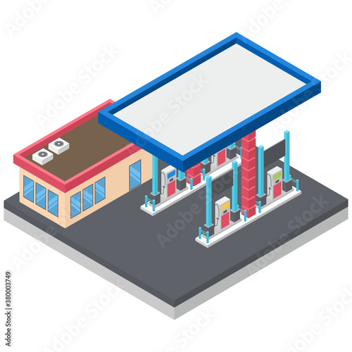 

Isometric icon of gas filling station 
