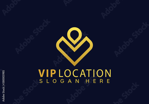 Vip Location Logo Design Vector Illustration Template