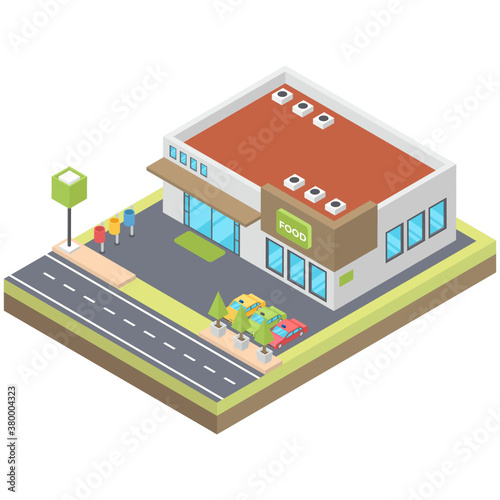 
Isometric luxury food cafe vector design 
