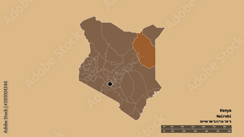 Location of Wajir, county of Kenya,. Pattern