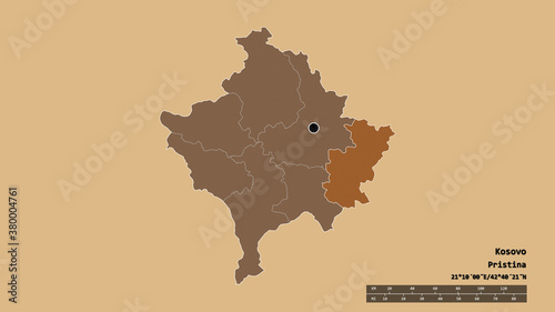 Location of Gnjilane, district of Kosovo,. Pattern