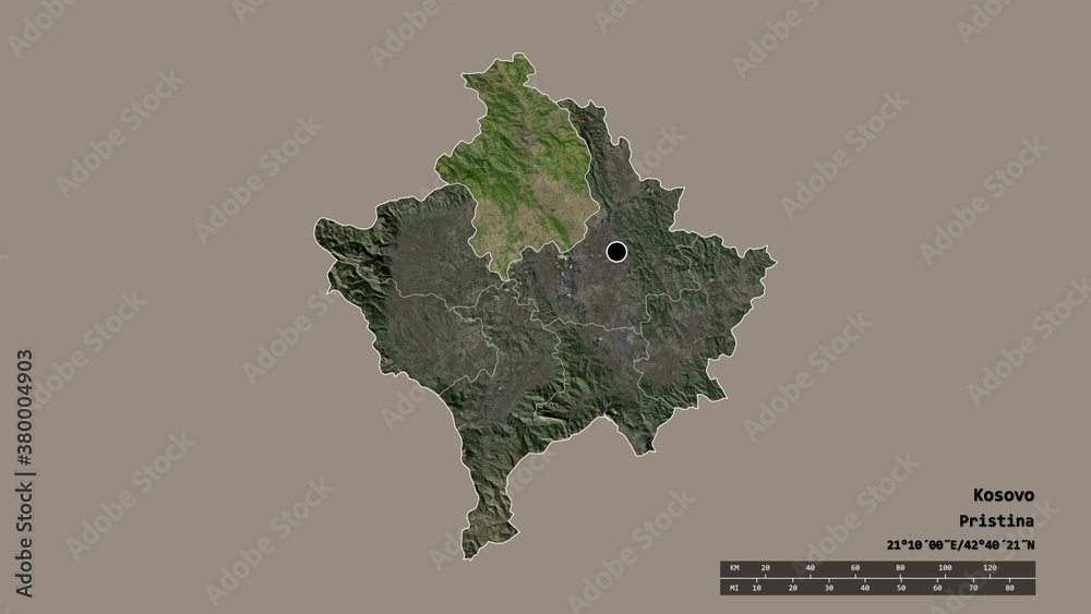 Location of Kosovska Mitrovica, district of Kosovo,. Satellite Location of Kosovska Mitrovica, district of Kosovo,. Satellite