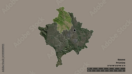 Location of Kosovska Mitrovica, district of Kosovo,. Satellite