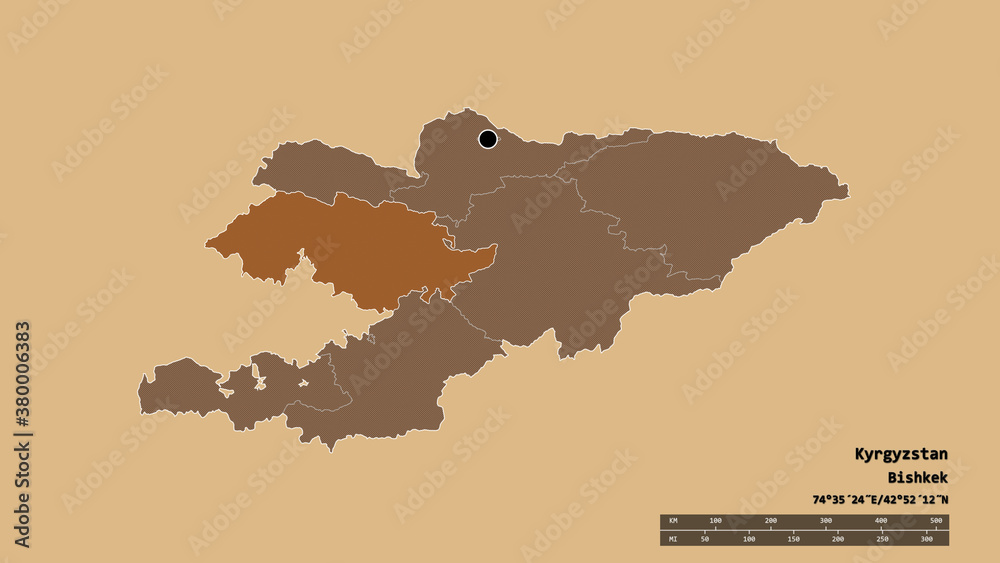 Location of Jalal-Abad, province of Kyrgyzstan,. Pattern