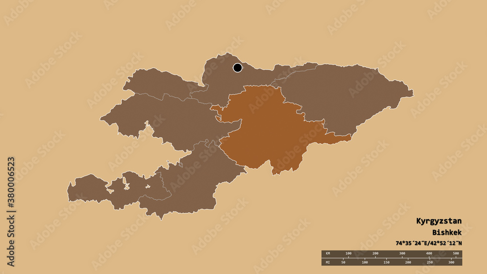 Location of Naryn, province of Kyrgyzstan,. Pattern