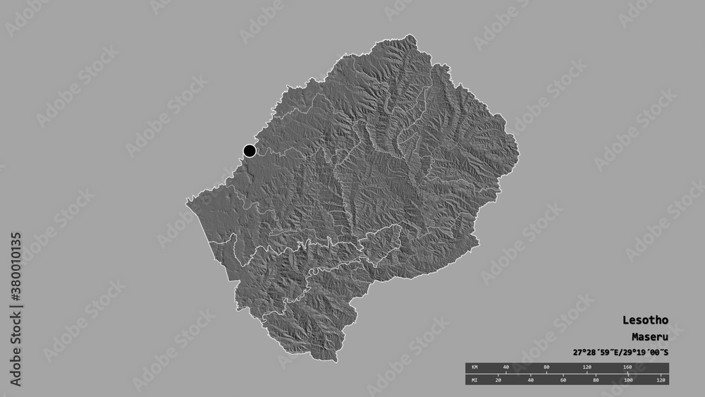 Location of Mohale's Hoek, district of Lesotho,. Bilevel