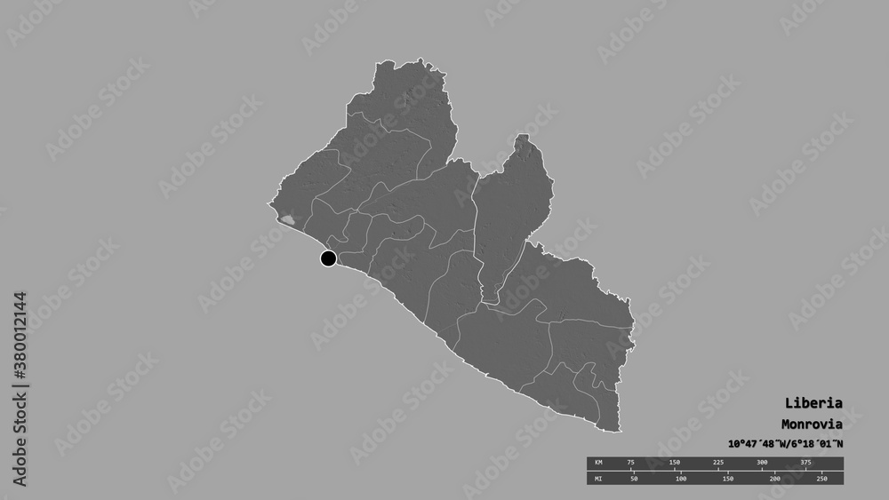 Location of Nimba, county of Liberia,. Bilevel