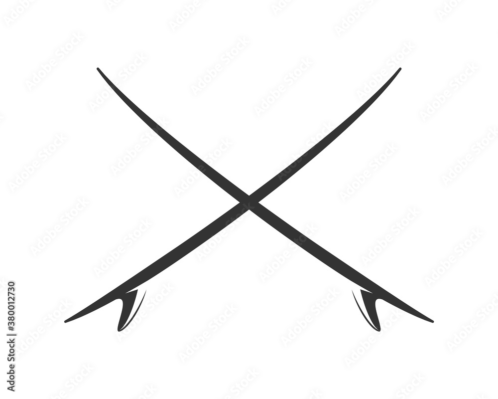 Surfboard silhouette isolated on white background Surfboard silhouette isolated on white background