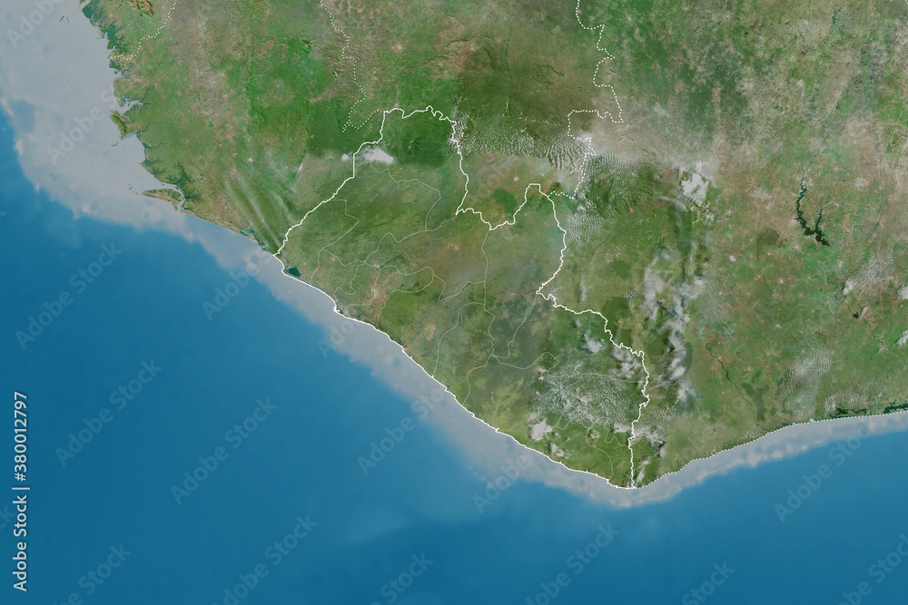 Liberia borders. Satellite