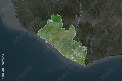 Liberia borders. Neighbourhood desaturated. Satellite