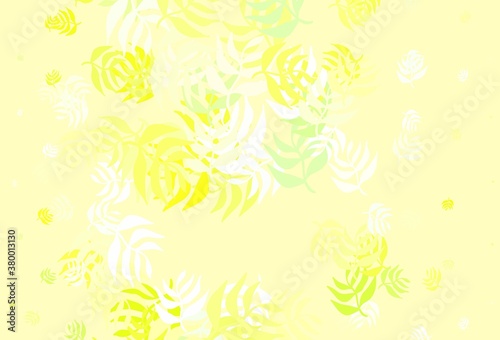 Light Green  Yellow vector abstract pattern with leaves.