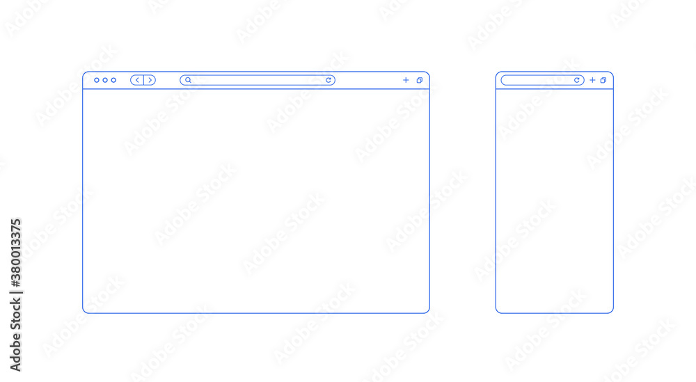 Fototapeta Browser template outline with blank place for website and ...