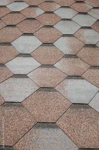 Roof tiling texture. Soft roof, flexible shingles.