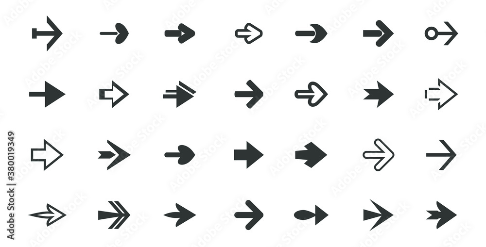 Set of grey arrows. Vector Icons. Graphic for website.