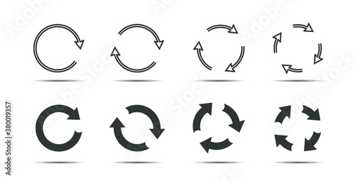 Set of grey circle arrows. Vector Icons. Graphic for website.