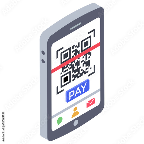 Scan and pay icon in isometric design 