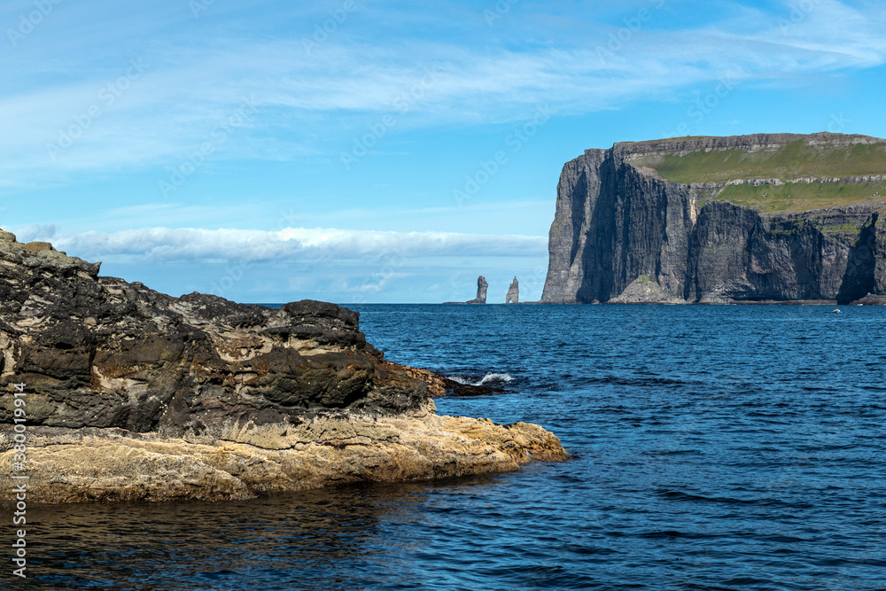 Sea stacks Risin and Kellingin in Faroe Islands