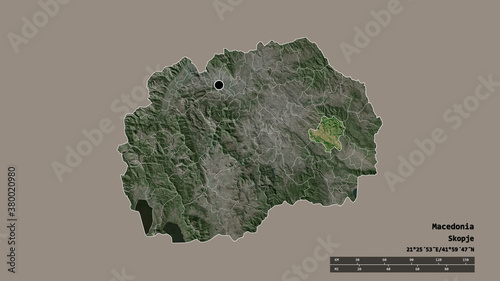 Location of Radovis, municipality of Macedonia,. Satellite photo