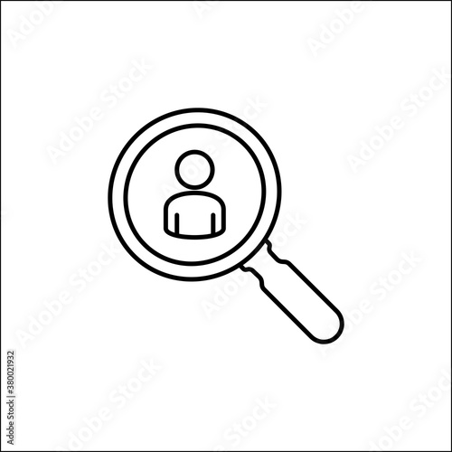 Find people icon. Search employee Icon. Search for employees and job, business, human resource. Looking for talent. Search man vector icon. Job search. Magnifying glass with men inside.