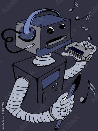 Canvastavla robot mangianastri per musica e canzoni