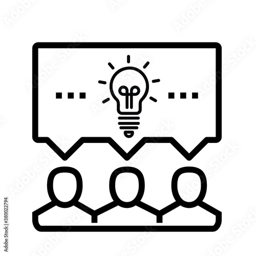 Brainstorming concept with business team. Lightbulb made of jigsaw puzzle pieces as idea symbol.
