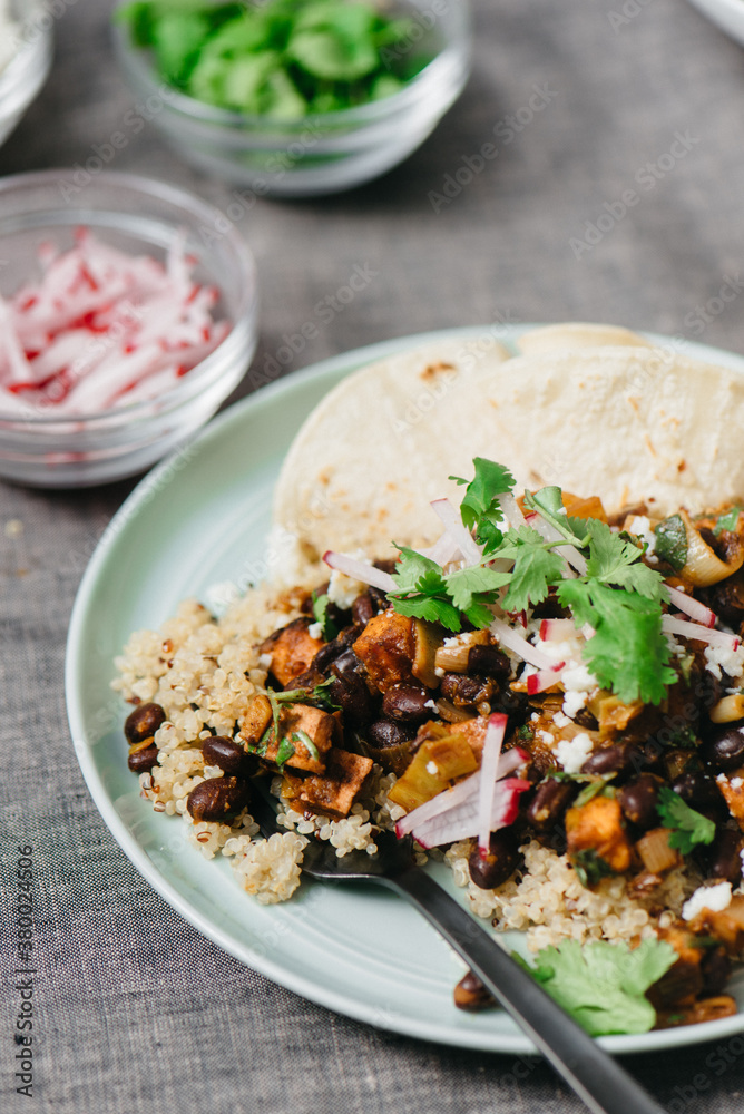 Black Bean and Sweet Potato Vegetarian Taco Platter Black Bean and Sweet Potato Vegetarian Taco Platter