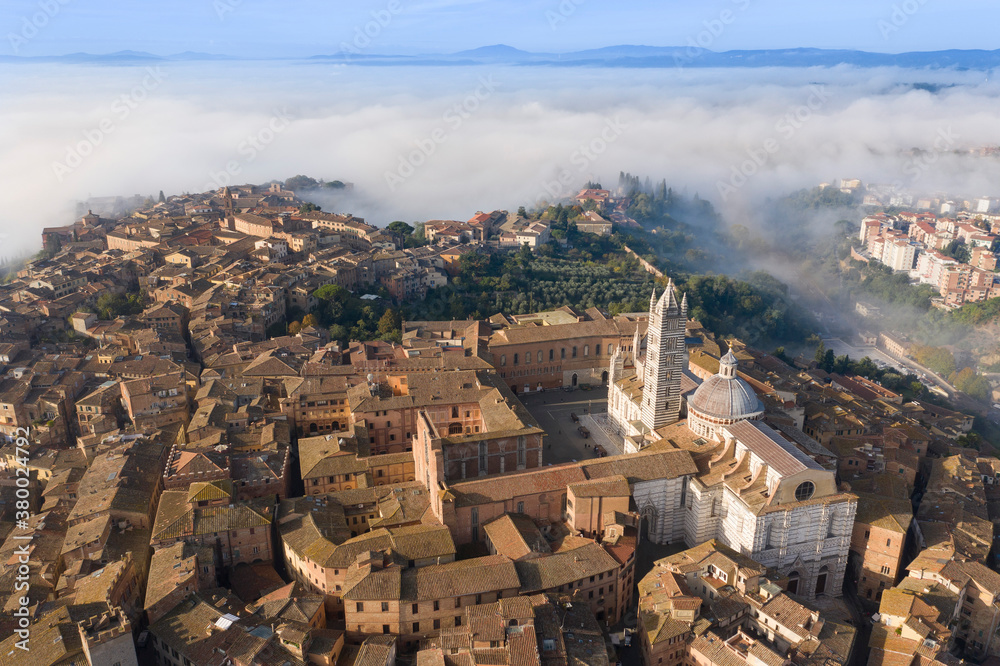 aerial view of the medieval town of siena tuscany italy
