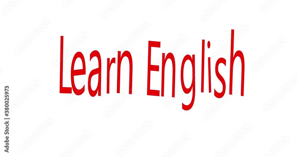 Learn English. Red stamp text on a white background. Learning animation. 