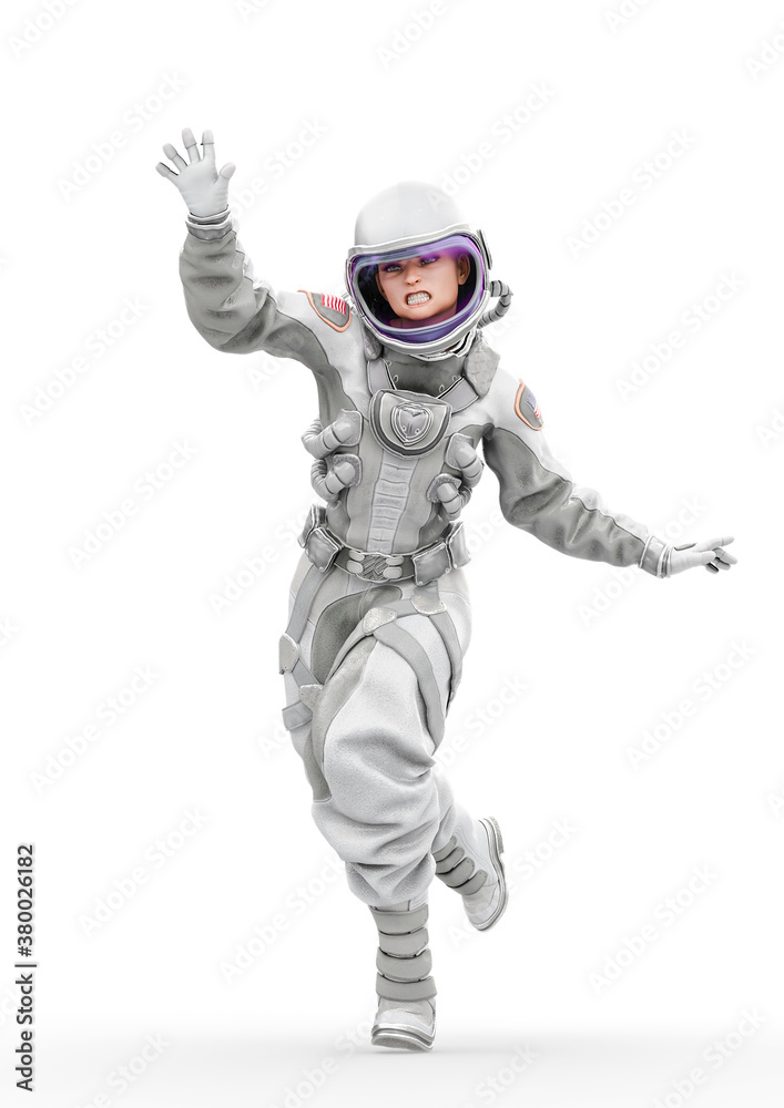american astronaut is running desperate in a space outfit american astronaut is running desperate in a space outfit
