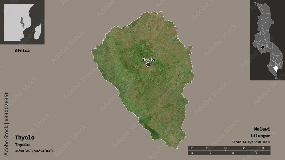 Thyolo, district of Malawi,. Previews. Satellite