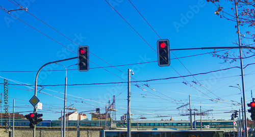 electric lines over traffic cross