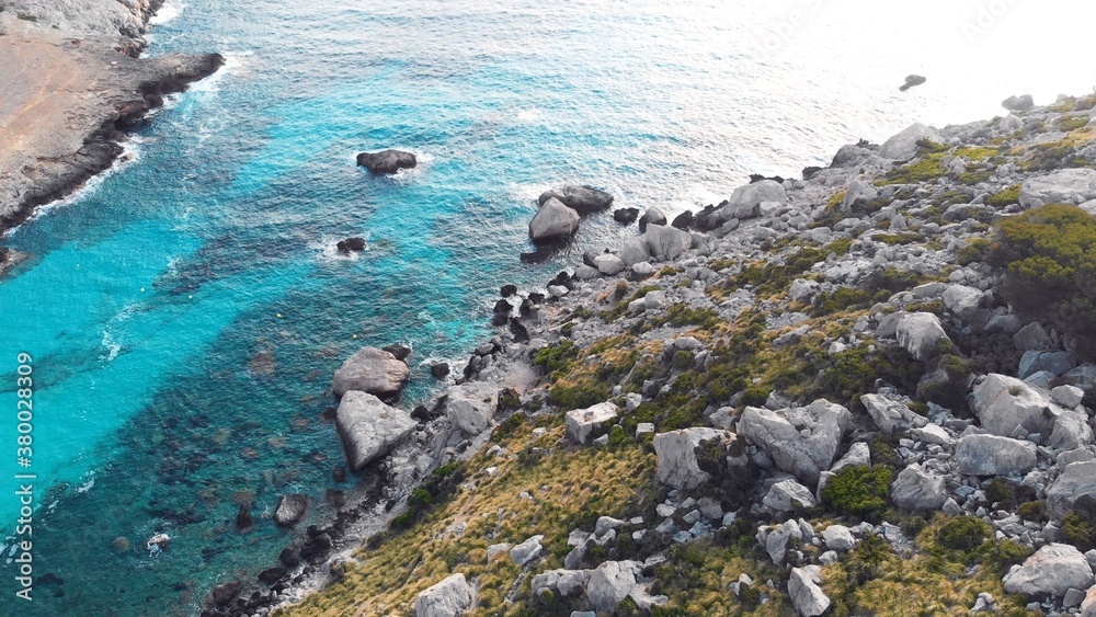 Cala Figuera Beach, Cap Formentor Mallorca, Balearic islands, Spain, high angle shot. High quality photo Cala Figuera Beach, Cap Formentor Mallorca, Balearic islands, Spain, high angle shot. High quality photo