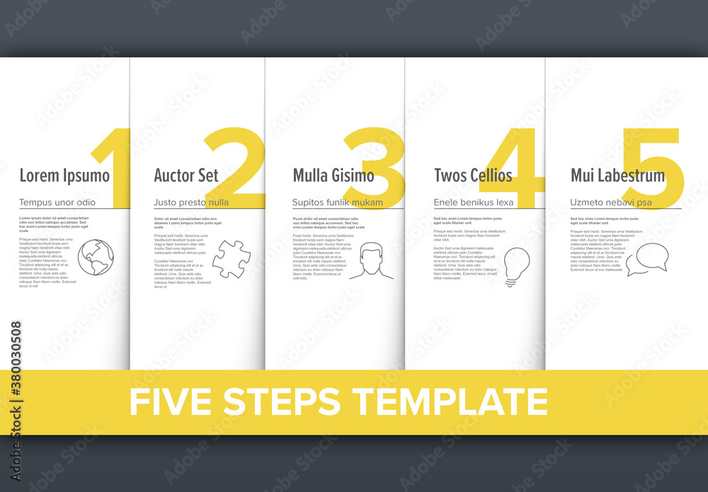 5 Simple Yellow Steps Process Infographic Stock Template | Adobe Stock
