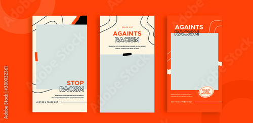 Set of editable templates for Instagram story, Facebook story, corporate, advertisement, and business, store, black lives matter, fresh design with simple black and orange color. (3/3)