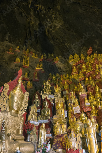 Some of the 8,000 Buddhas in the Pindaya Cave, Myanmar photo