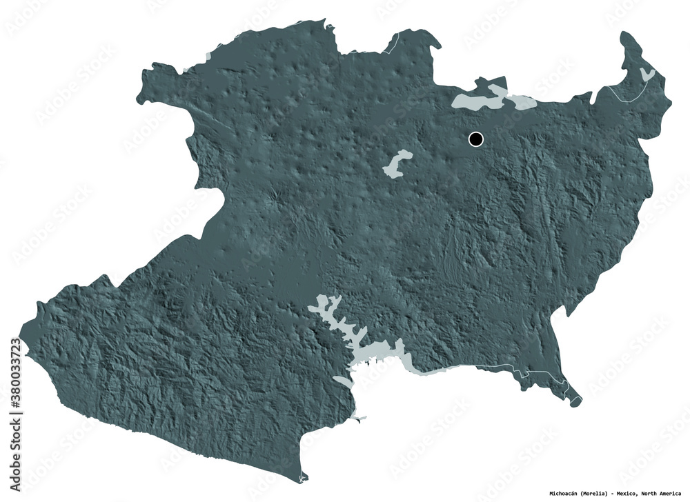 Michoacan, state of Mexico, on white. Administrative Michoacan, state of Mexico, on white. Administrative