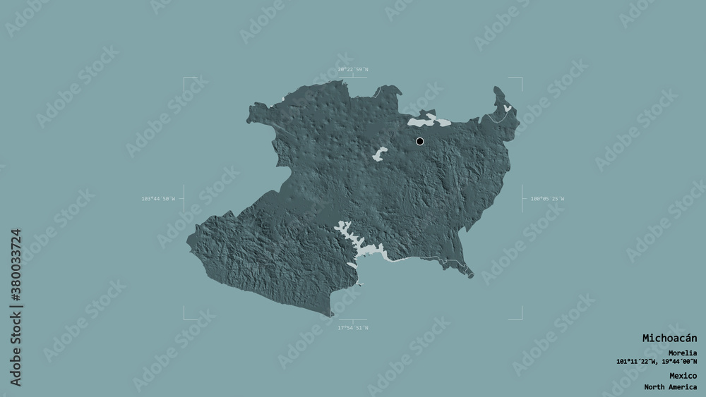 Michoacan - Mexico. Bounding box. Administrative